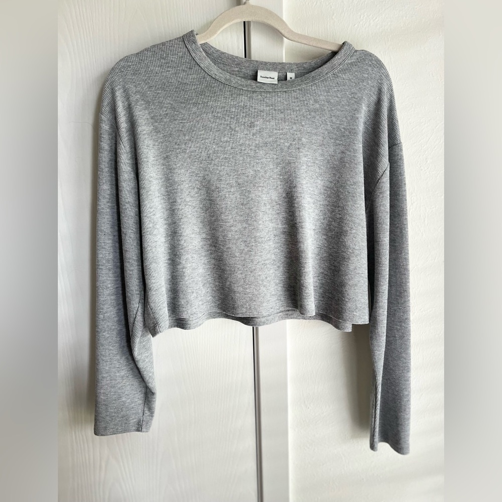 Aritzia Sunday Best Baby Waffle Longsleeve - Heather Athletic Grey, Women’s M
